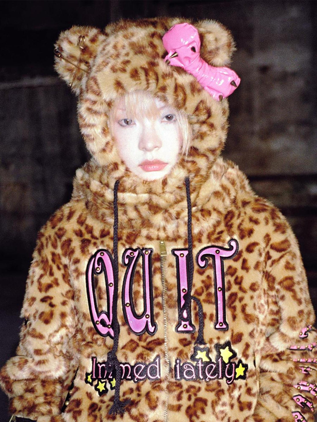 CFIERCE Leopard Print Bow Scarf Hat