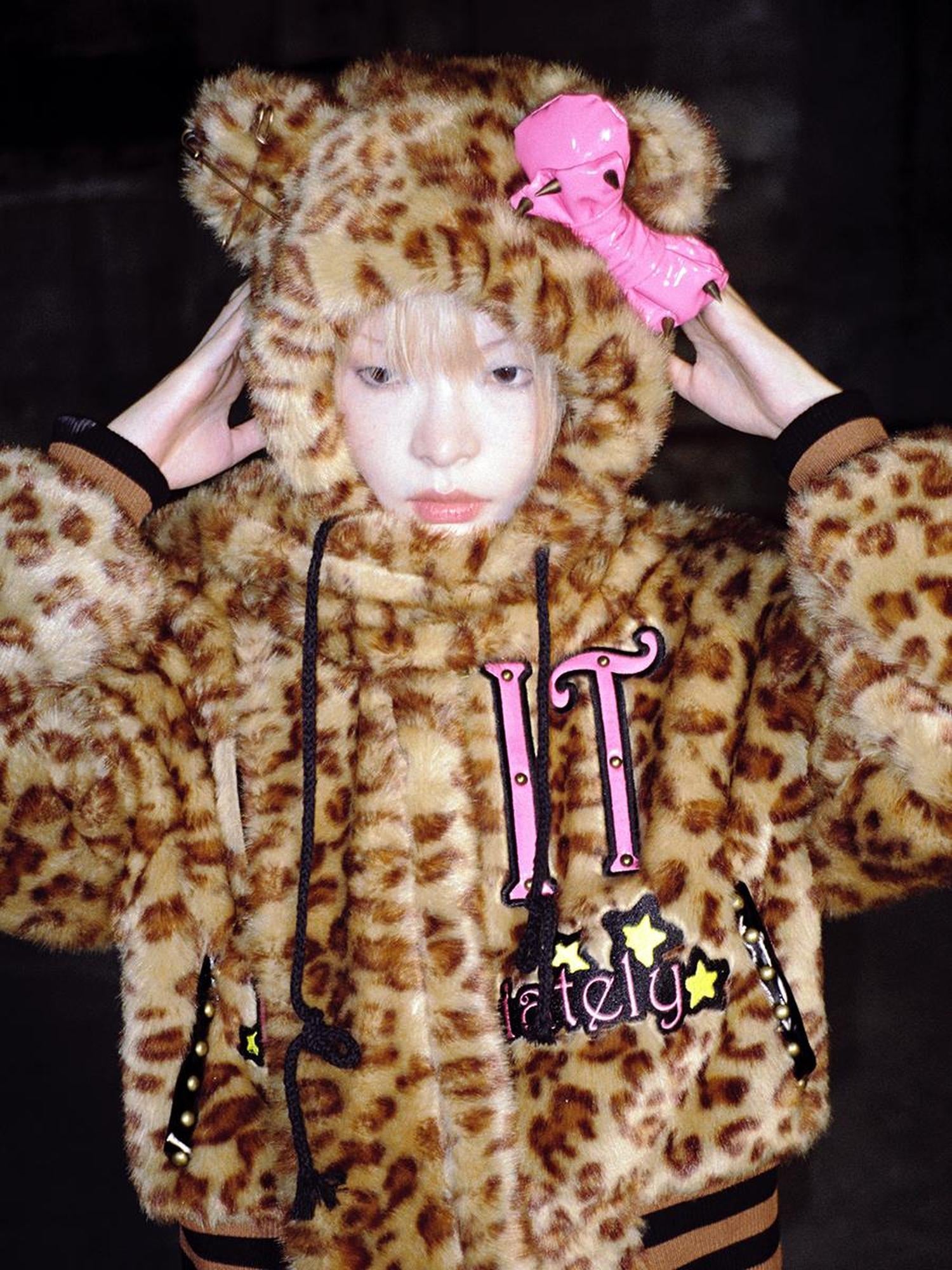 CFIERCE Leopard Print Bow Scarf Hat
