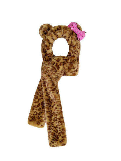 CFIERCE Leopard Print Bow Scarf Hat
