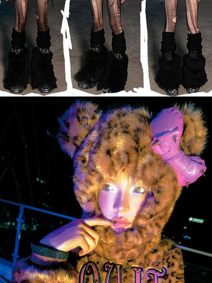 CFIERCE Leopard Print Bow Scarf Hat