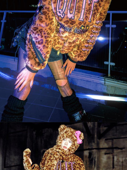CFIERCE Leopard Print Bow Scarf Hat