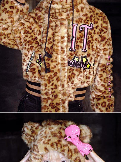 CFIERCE Leopard Print Bow Scarf Hat
