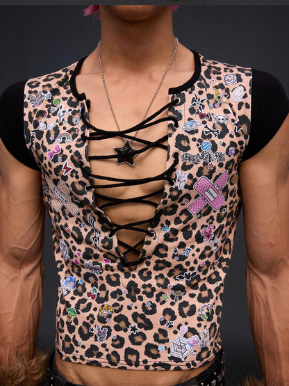 CFIERCE Leopard Print Tie Detail Cropped Women&