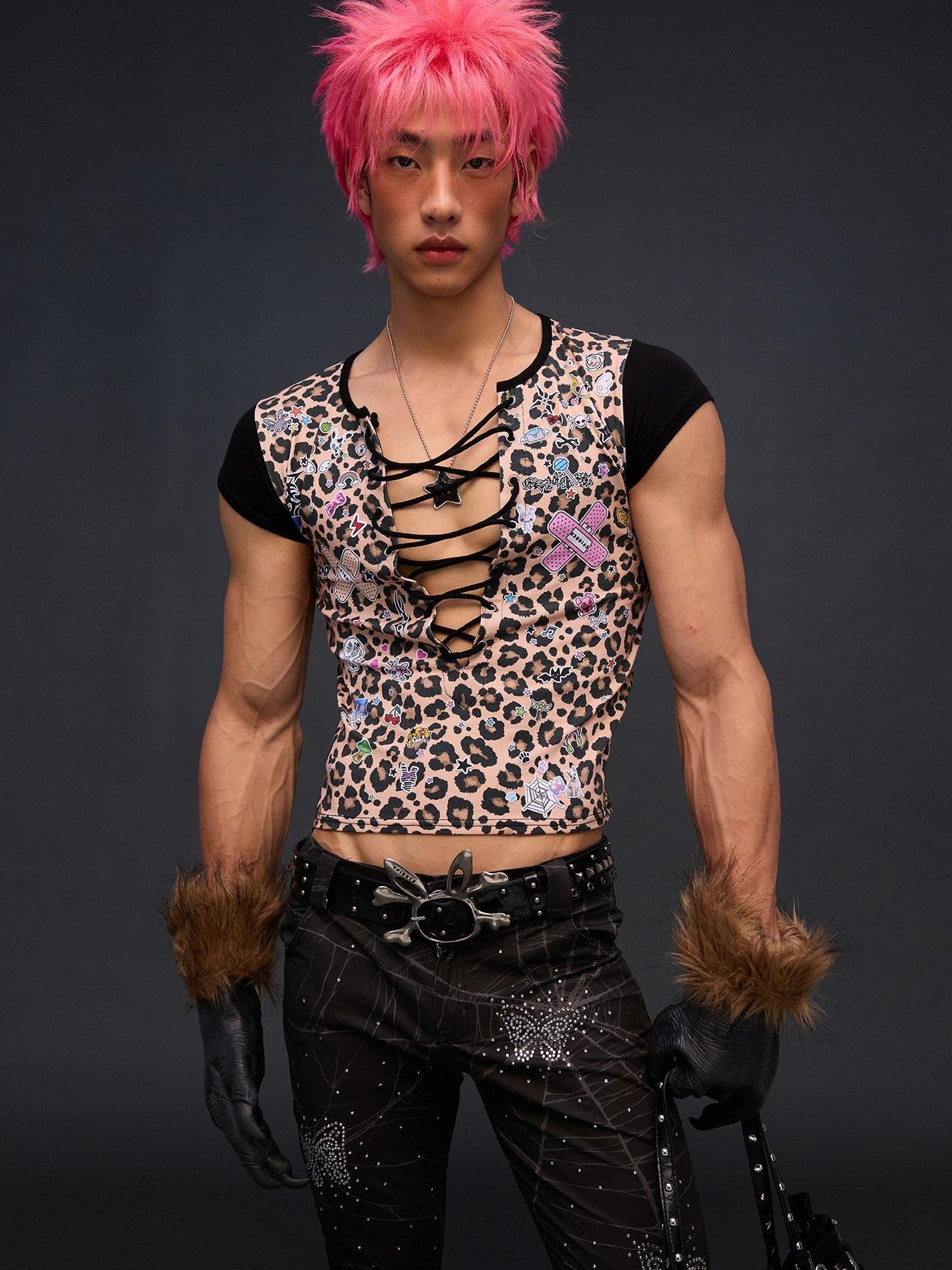 CFIERCE Leopard Print Tie Detail Cropped Women&