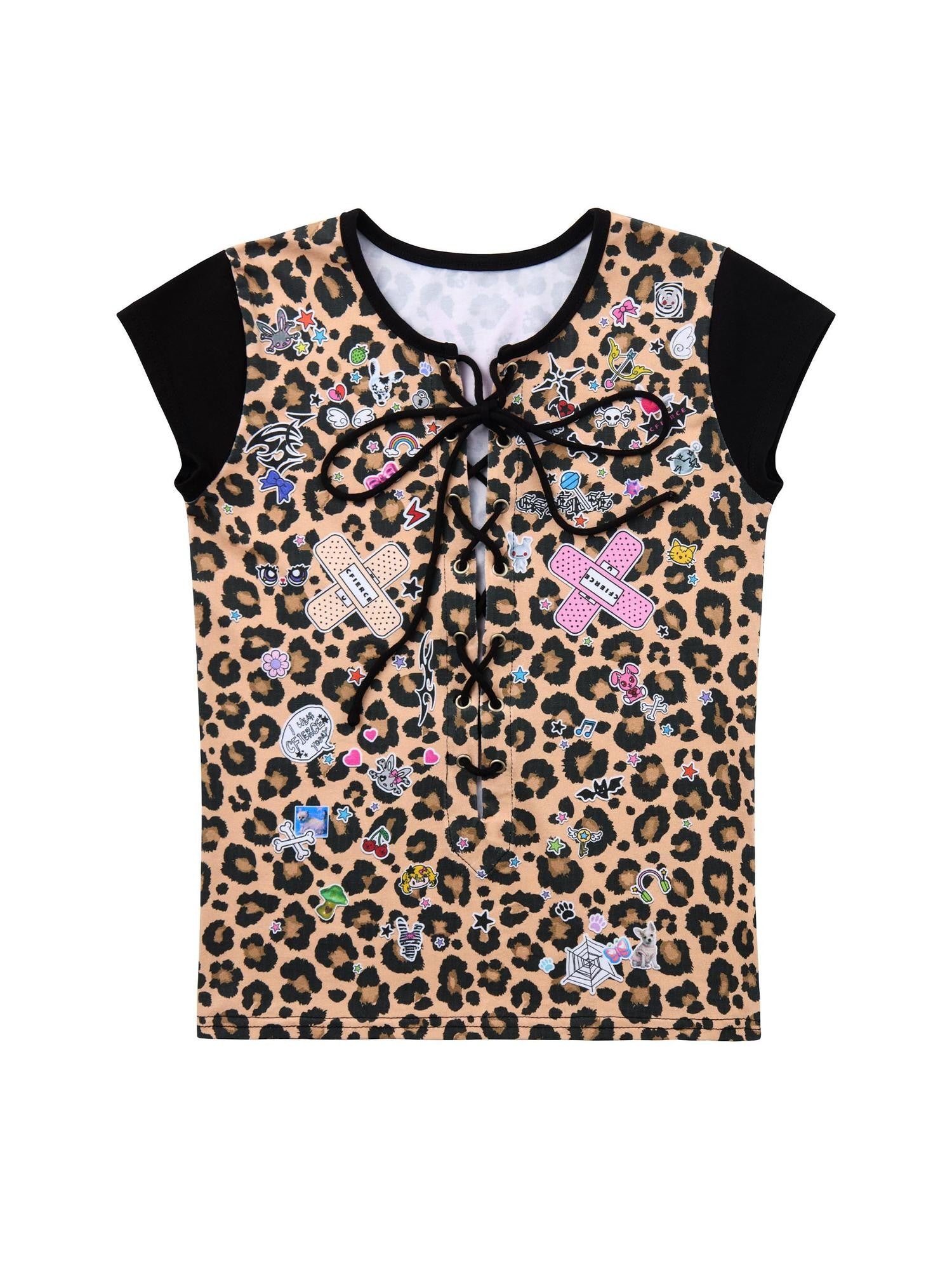 CFIERCE Leopard Print Tie Detail Cropped Women&