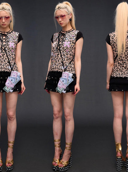 CFIERCE Leopard Print Tie Detail Cropped Women&