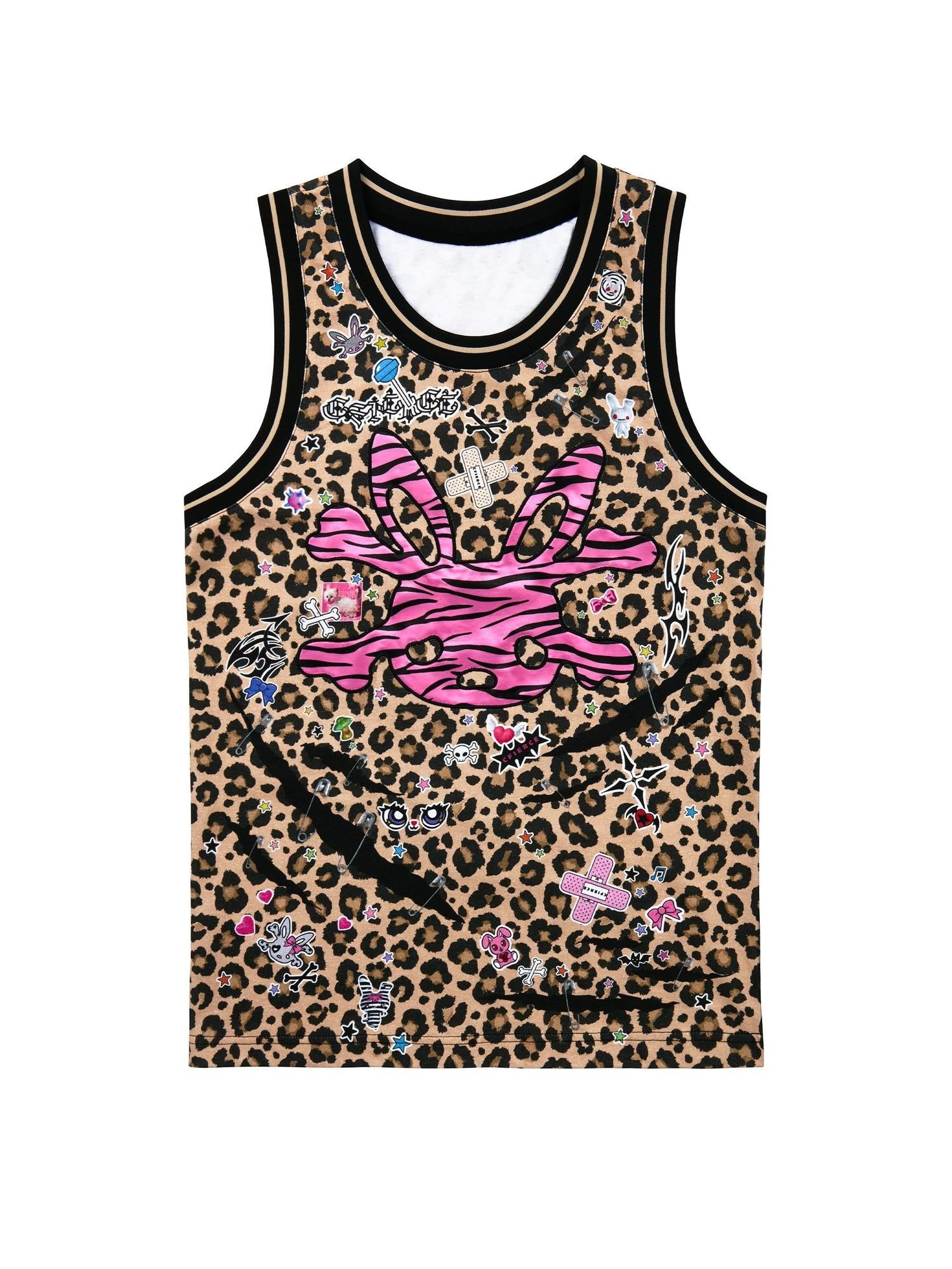 CFIERCE Leopard Zebra Print Embroidered Rabbit Skull Applique Women&