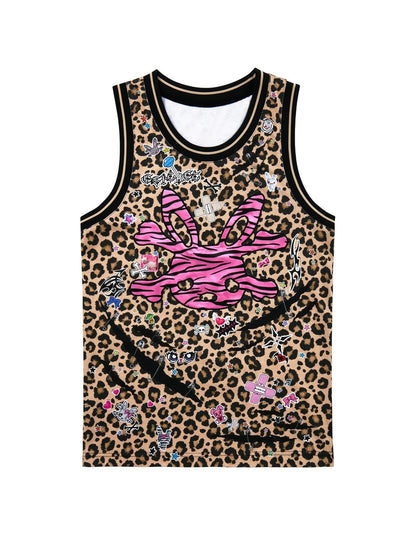 CFIERCE Leopard Zebra Print Embroidered Rabbit Skull Applique Women&