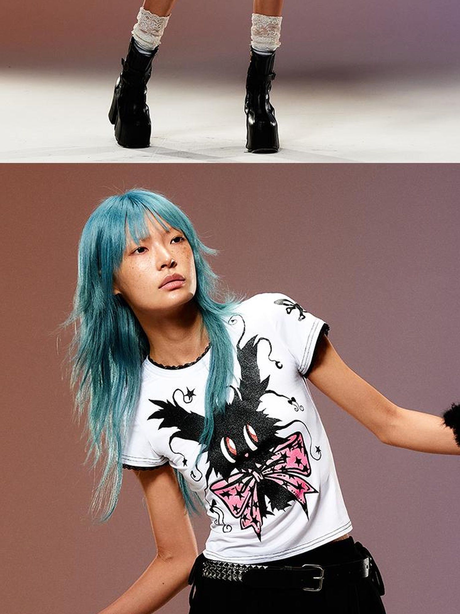 CFIERCE Magic Rabbit Glitter Print T-Shirt