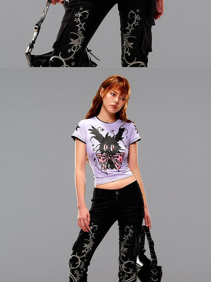 CFIERCE Magic Rabbit Glitter Print T-Shirt