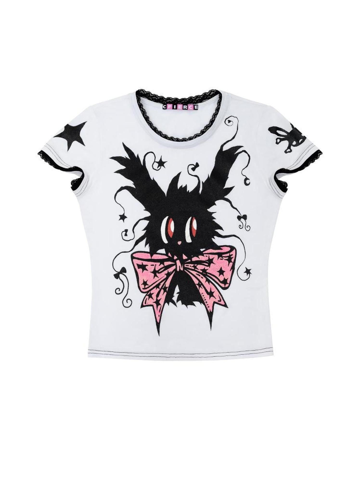 CFIERCE Magic Rabbit Glitter Print T-Shirt