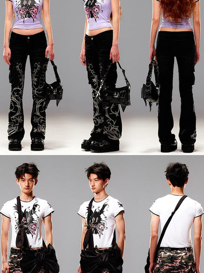 CFIERCE Magic Rabbit Glitter Print T-Shirt