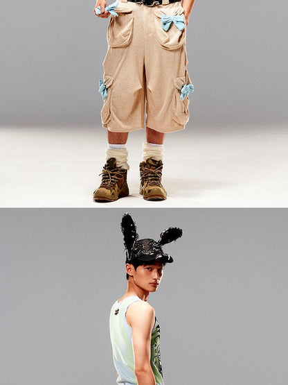 CFIERCE Magic Rabbit Knit Vest V-Neck T-Shirt Long-Sleeve