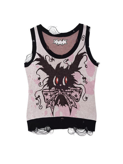 CFIERCE Magic Rabbit Knit Vest V-Neck T-Shirt Long-Sleeve
