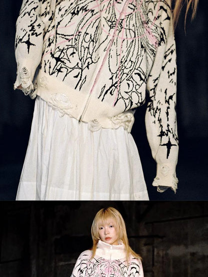 Magical Angel Knit Cardigan V Neck T Shirt Long Sleeve