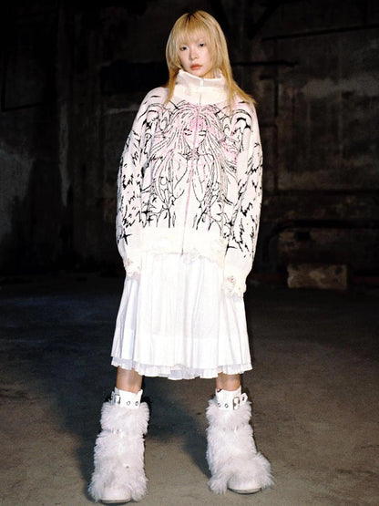 Magical Angel Knit Cardigan V Neck T Shirt Long Sleeve