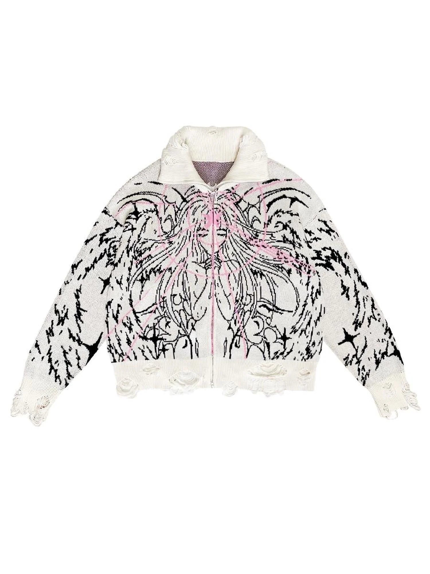 Magical Angel Knit Cardigan V Neck T Shirt Long Sleeve