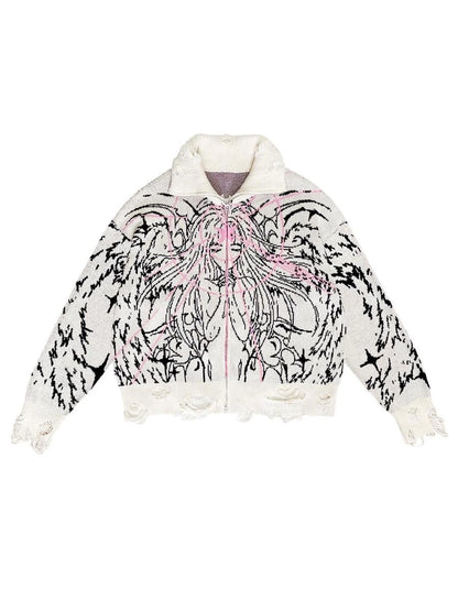 Magical Angel Knit Cardigan V Neck T Shirt Long Sleeve