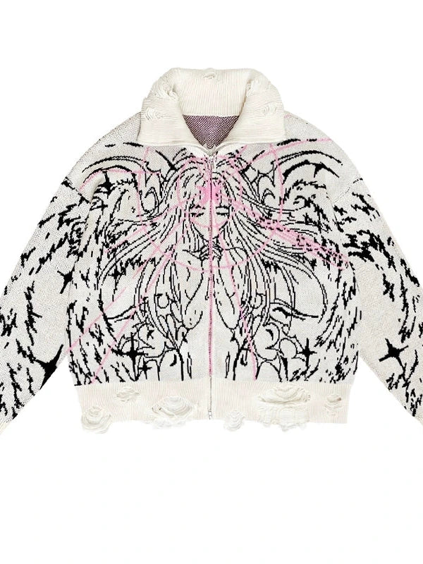 Magical Angel Knit Cardigan V Neck T Shirt Long Sleeve