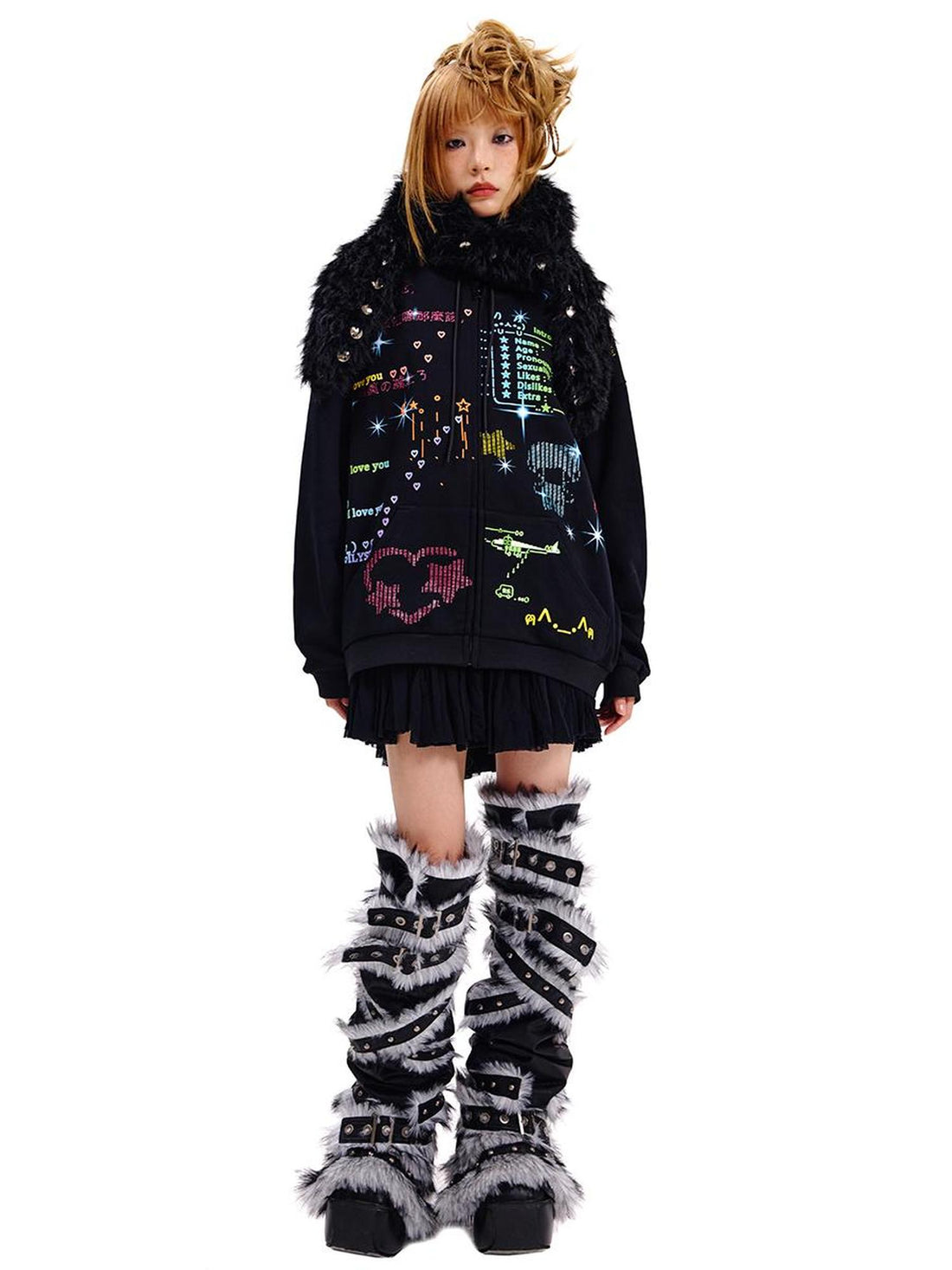 CFIERCE Mars Print Distressed Hoodie