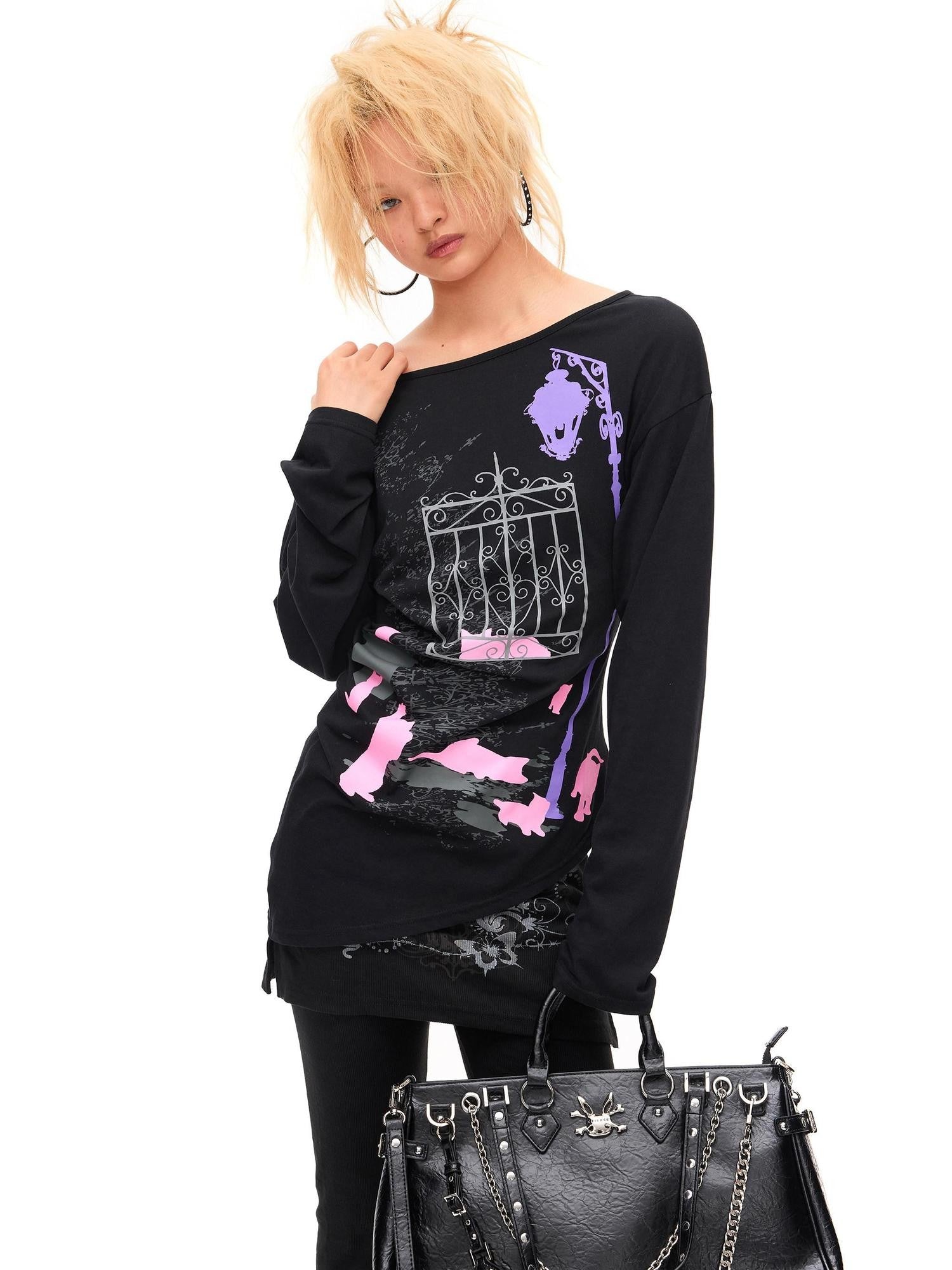 CFIERCE Midnight Cat One Shoulder Women&