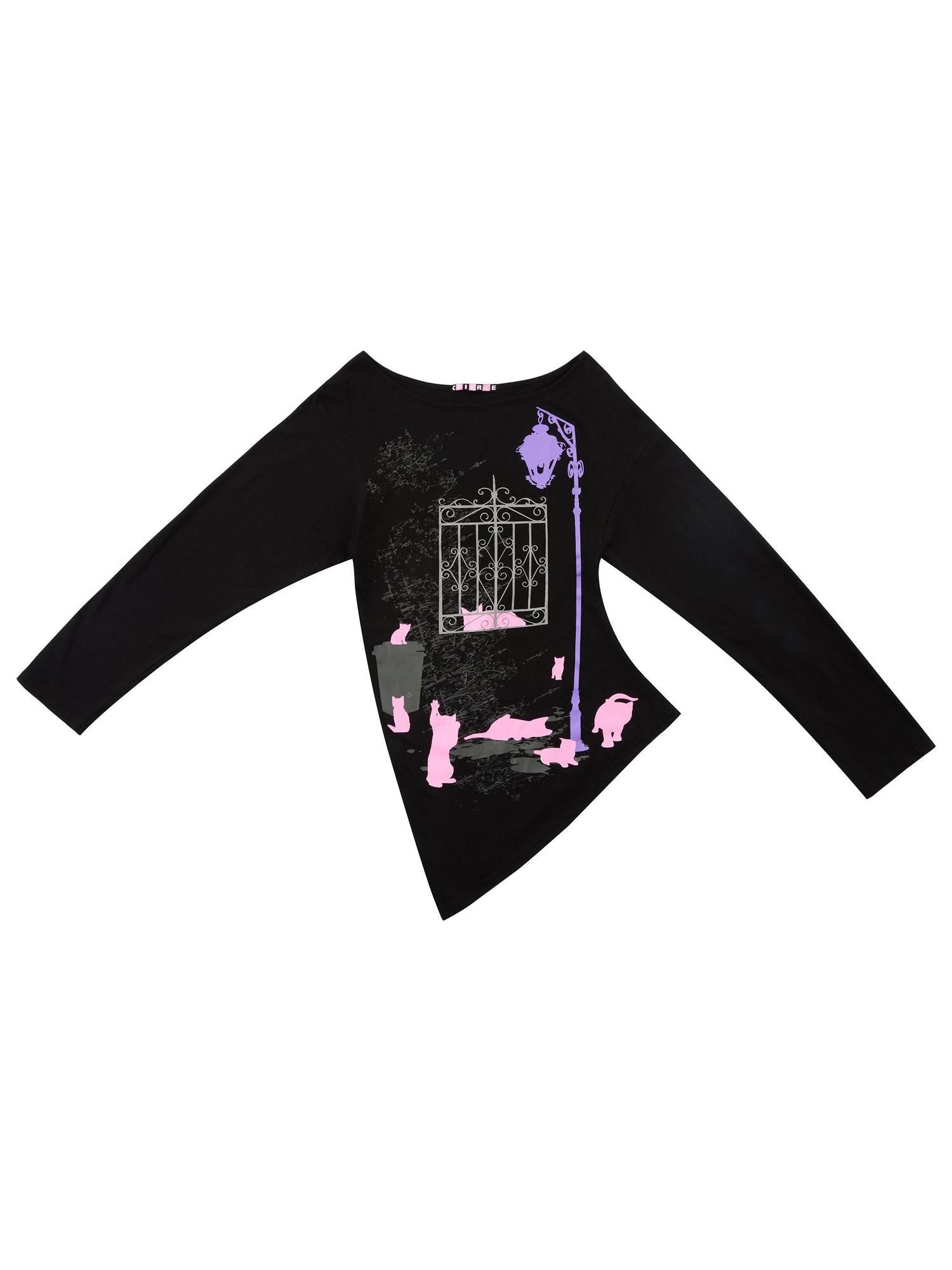 CFIERCE Midnight Cat One Shoulder Women&