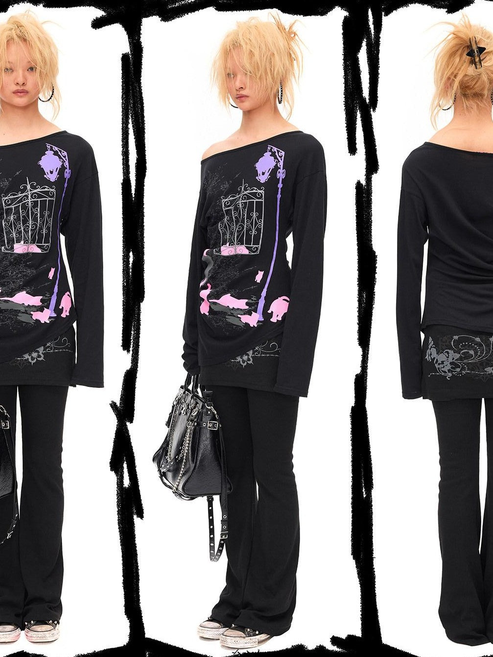 CFIERCE Midnight Cat One Shoulder Women&