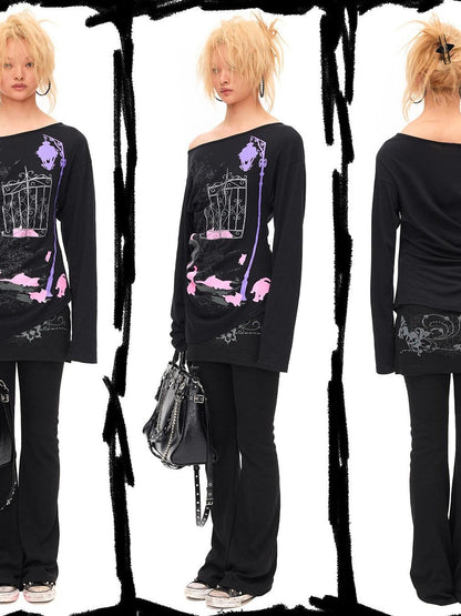 CFIERCE Midnight Cat One Shoulder Women&