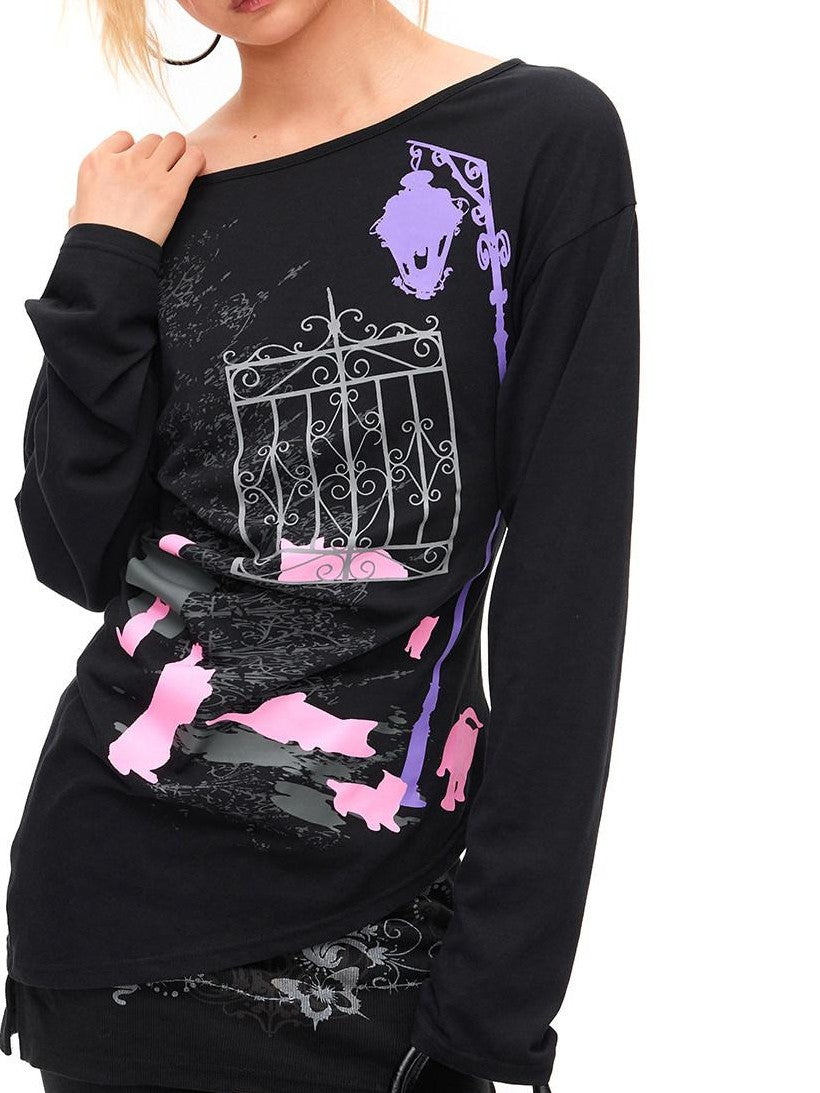CFIERCE Midnight Cat One Shoulder Women&