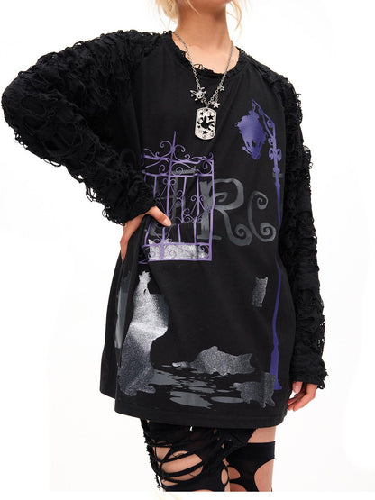 CFIERCE Midnight Shimmer Cat Printed Women&