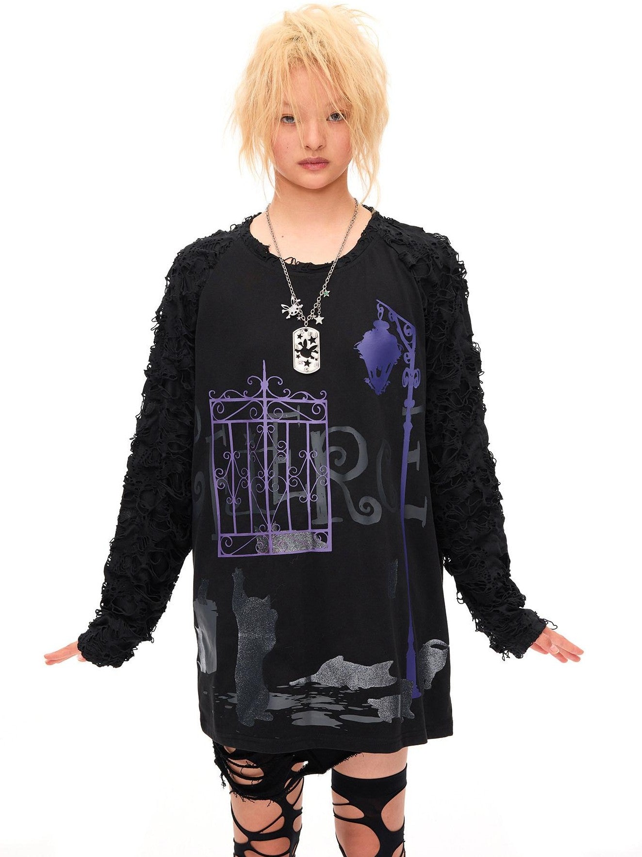 CFIERCE Midnight Shimmer Cat Printed Women&