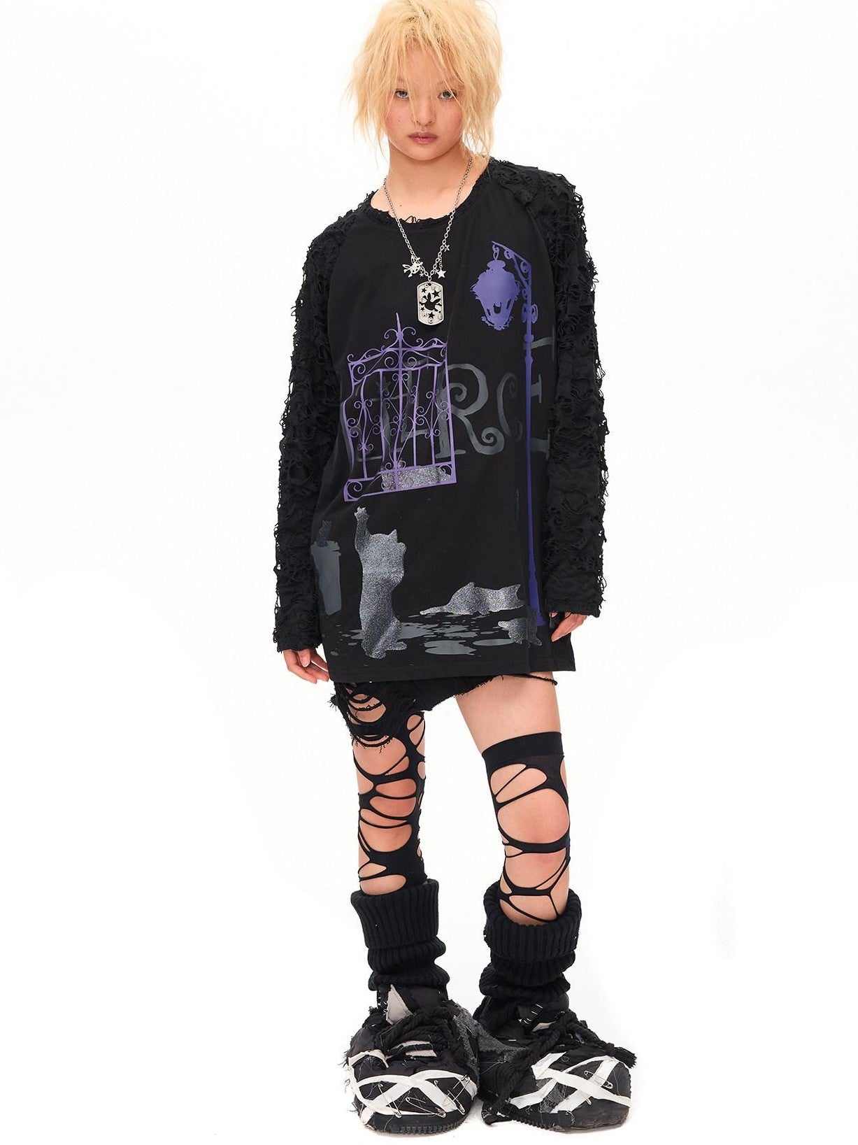 CFIERCE Midnight Shimmer Cat Printed Women&