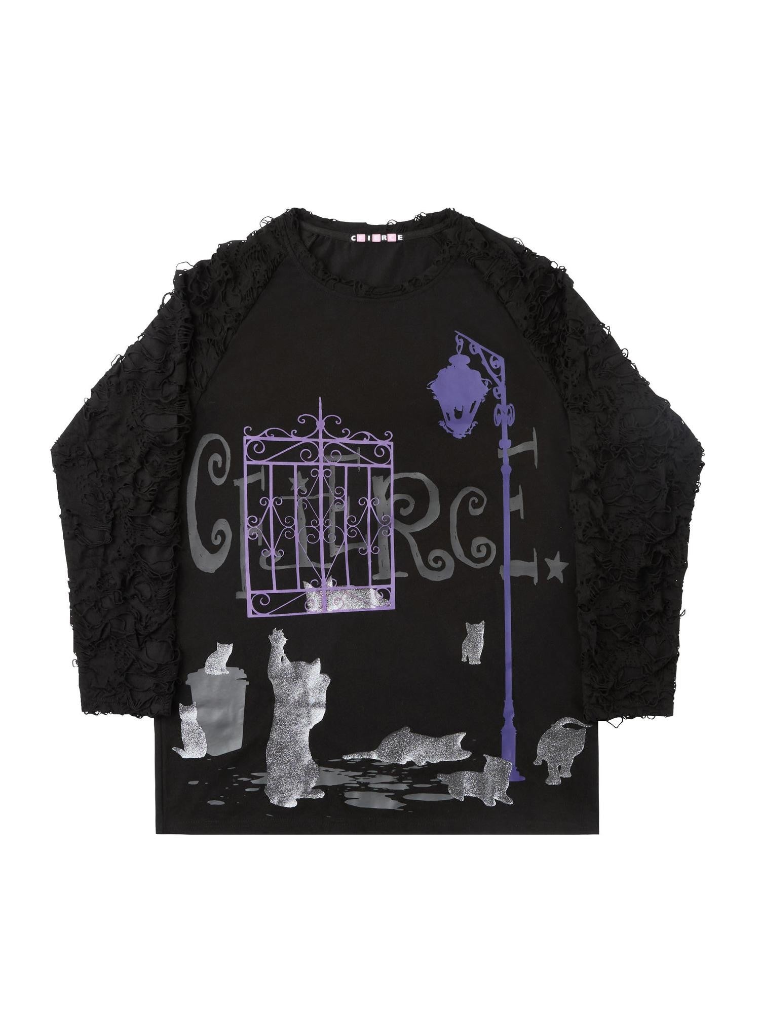 CFIERCE Midnight Shimmer Cat Printed Women&