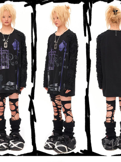CFIERCE Midnight Shimmer Cat Printed Women&