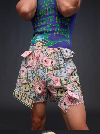 CFIERCE Multicolor Money Print Straight Leg Women&