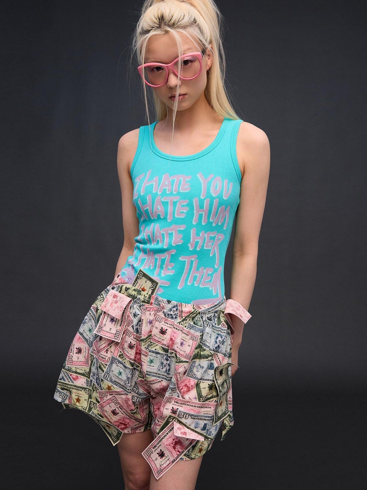 CFIERCE Multicolor Money Print Straight Leg Women&