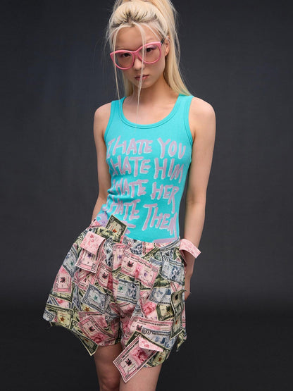 CFIERCE Multicolor Money Print Straight Leg Women&