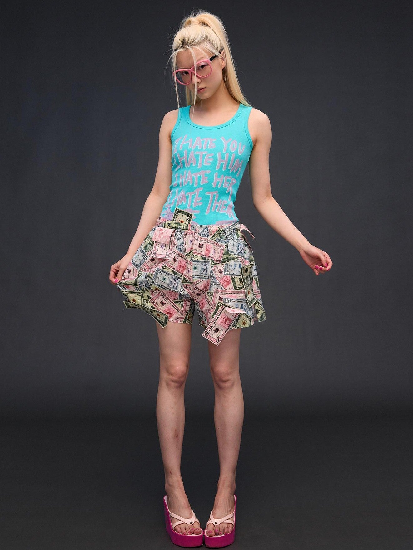 CFIERCE Multicolor Money Print Straight Leg Women&