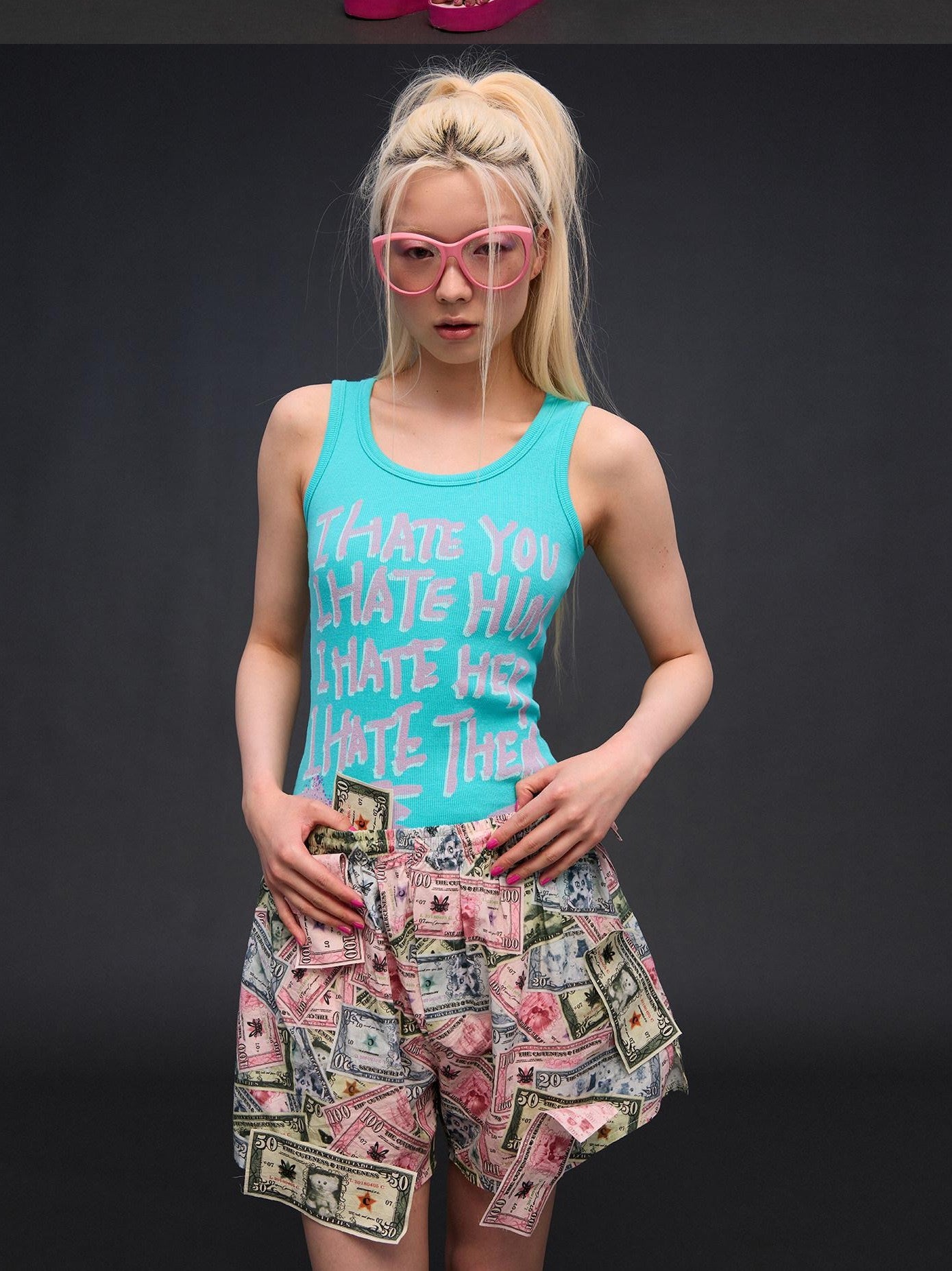 CFIERCE Multicolor Money Print Straight Leg Women&