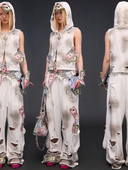 CFIERCE Multicolor Money Print Straight Leg Women&