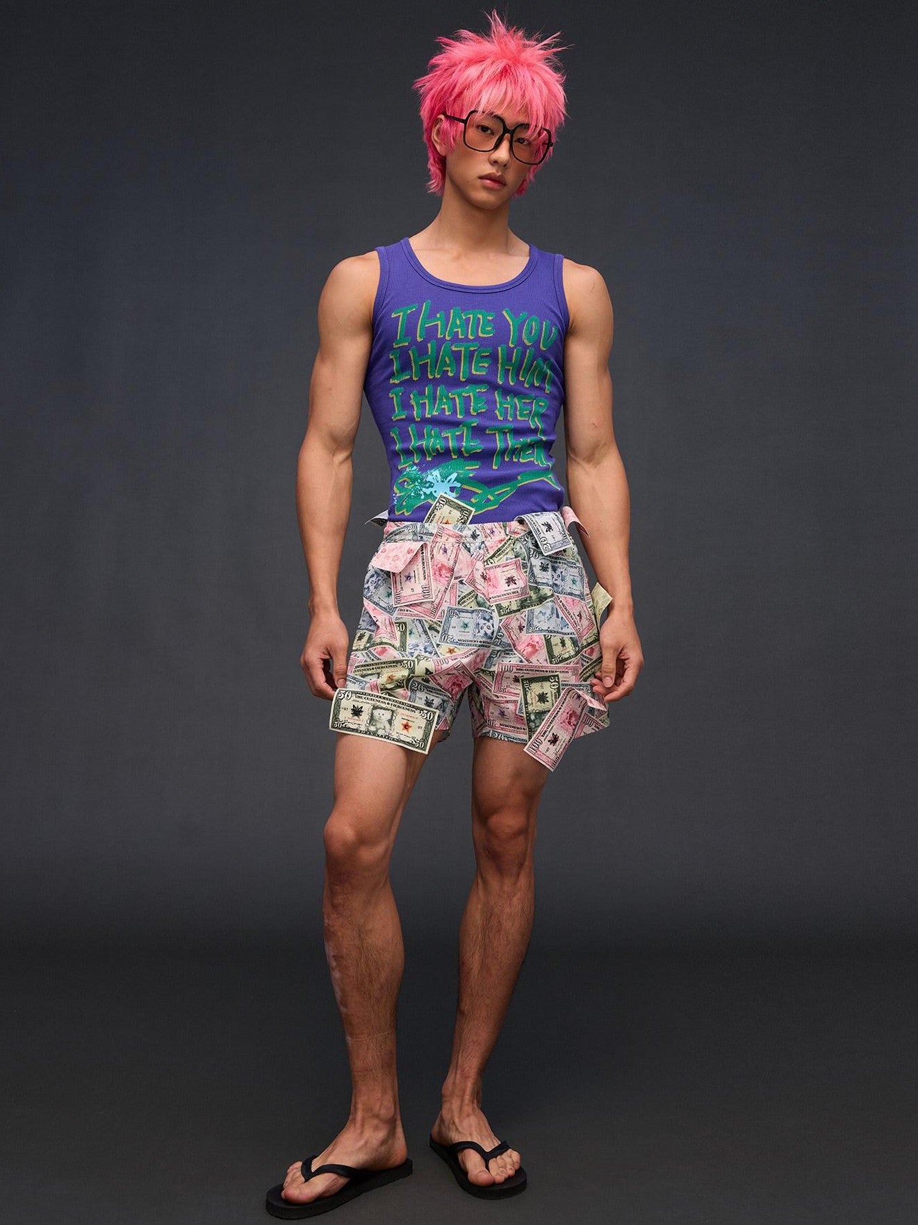 CFIERCE Multicolor Money Print Straight Leg Women&