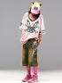 CFIERCE Pink Rabbit Skull Print A Line Sleeve Women&