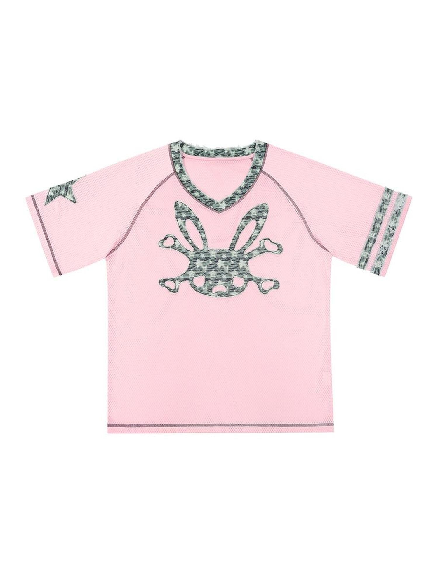 CFIERCE Pink Rabbit Skull Print A Line Sleeve Women&