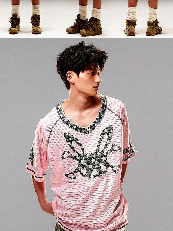 CFIERCE Pink Rabbit Skull Print A Line Sleeve Women&