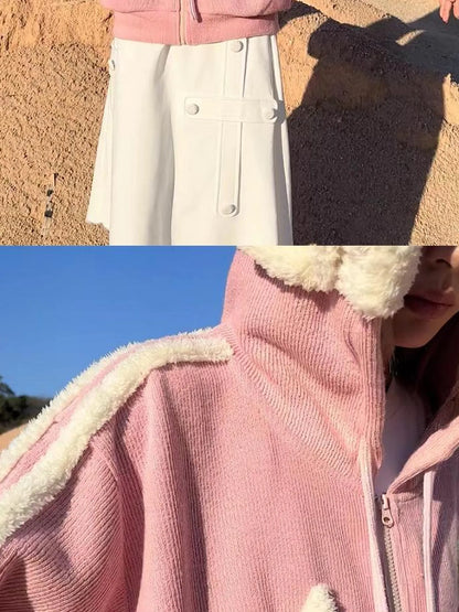 Pink Star Knit Cardigan With Angel Wing Details