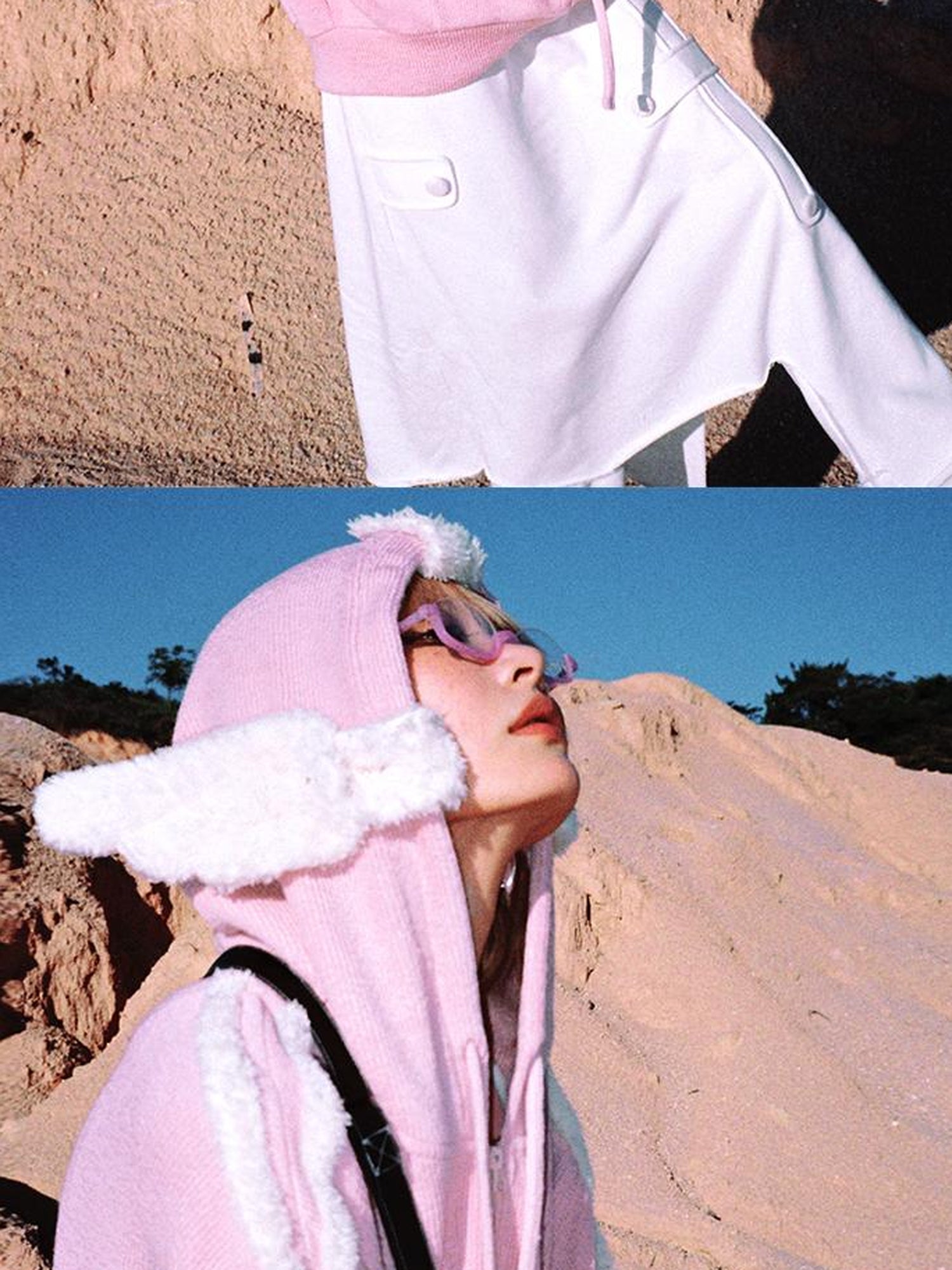 CFIERCE Pink Star Knit Cardigan With Angel Wing Details