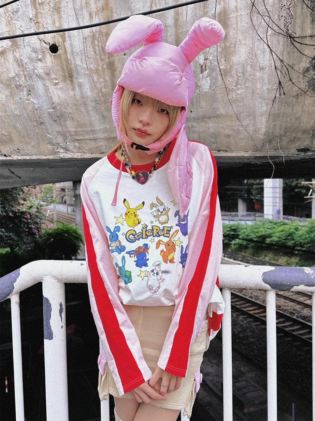 CFIERCE Plush Bunny Ears Cotton Hat