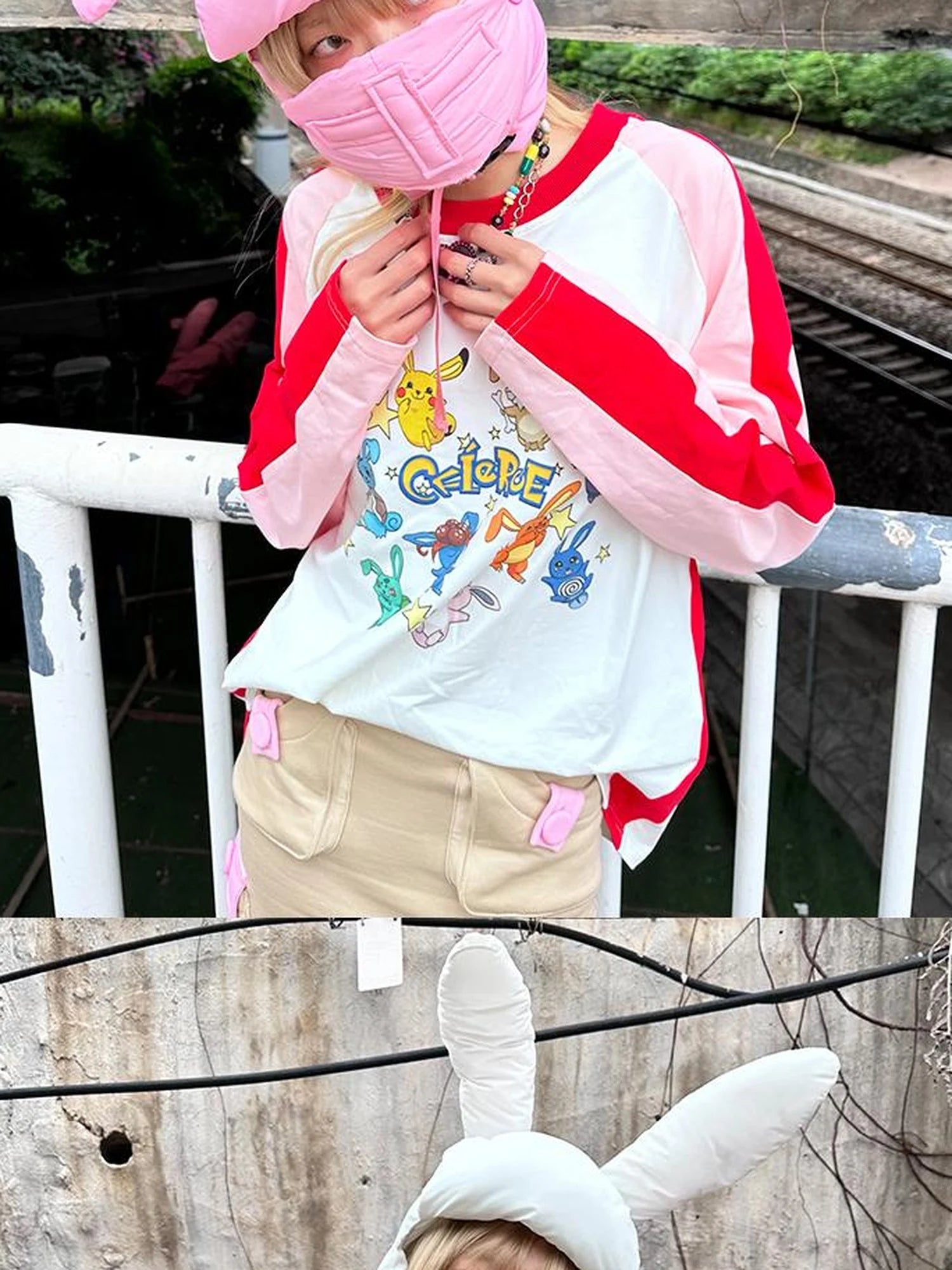 Plush Bunny Ears Cotton Hat