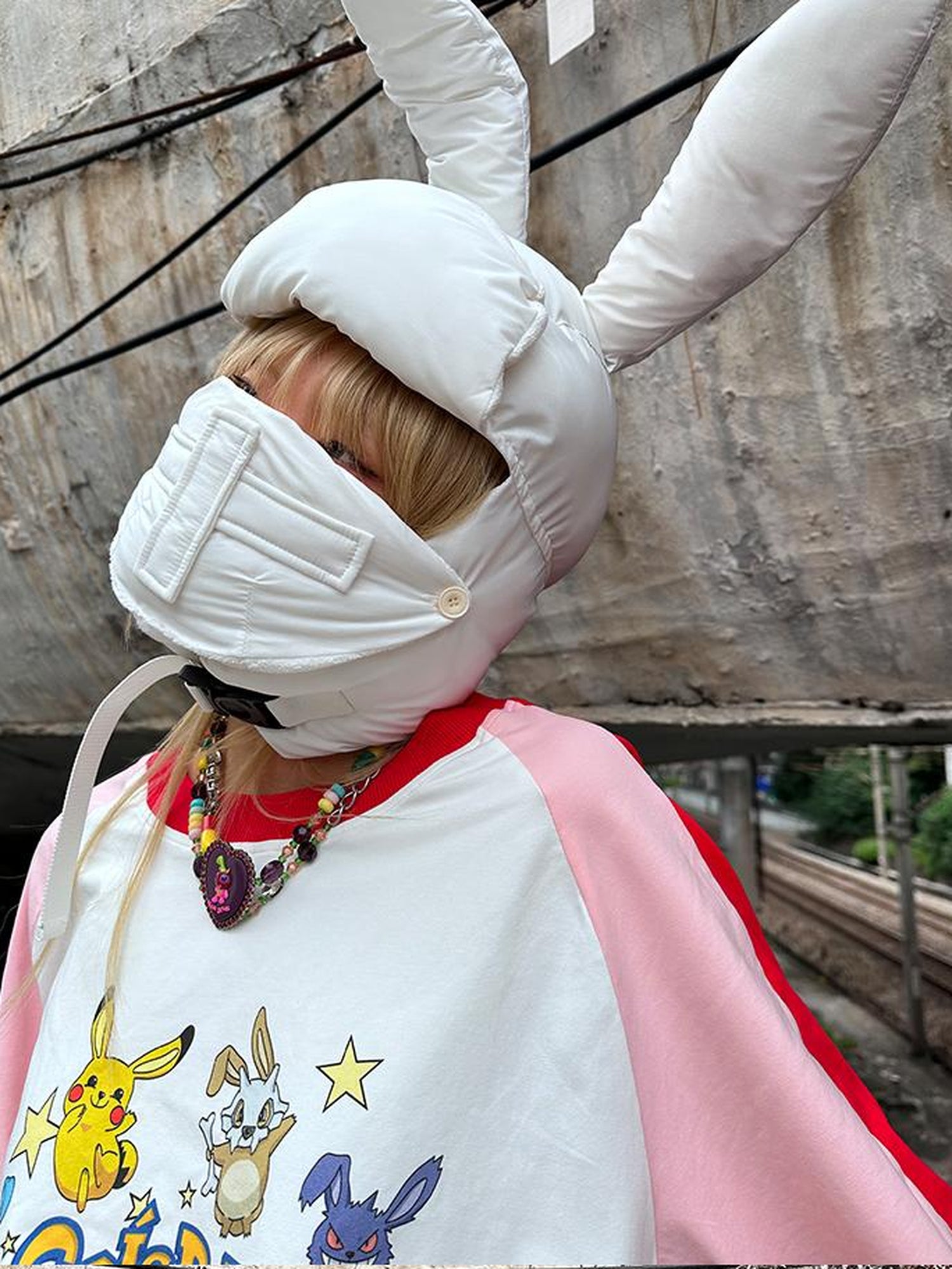 CFIERCE Plush Bunny Ears Cotton Hat