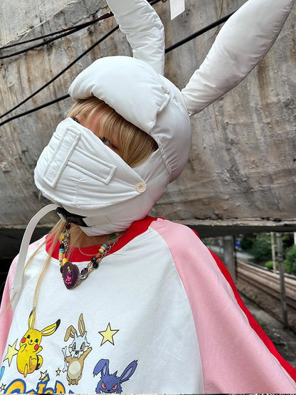 Plush Bunny Ears Cotton Hat